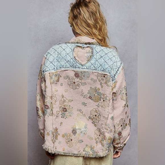 POL Pink and Blue Floral Bomber Jacket - Picture 2 of 2